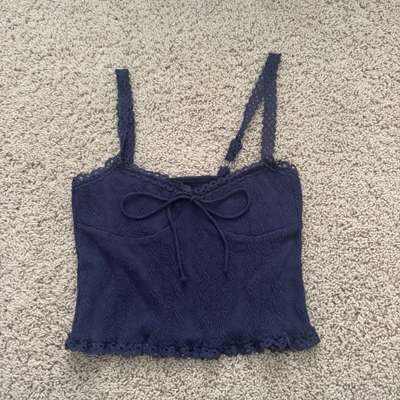 Edikted Tops - Edikted navy cropped Lacey top. Size x small.